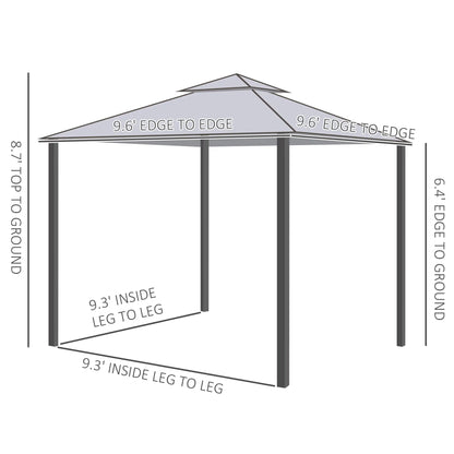 10' x 10' Gazebo, Steel Frame, Mosquito Netting, Grey Gazebos at Gallery Canada