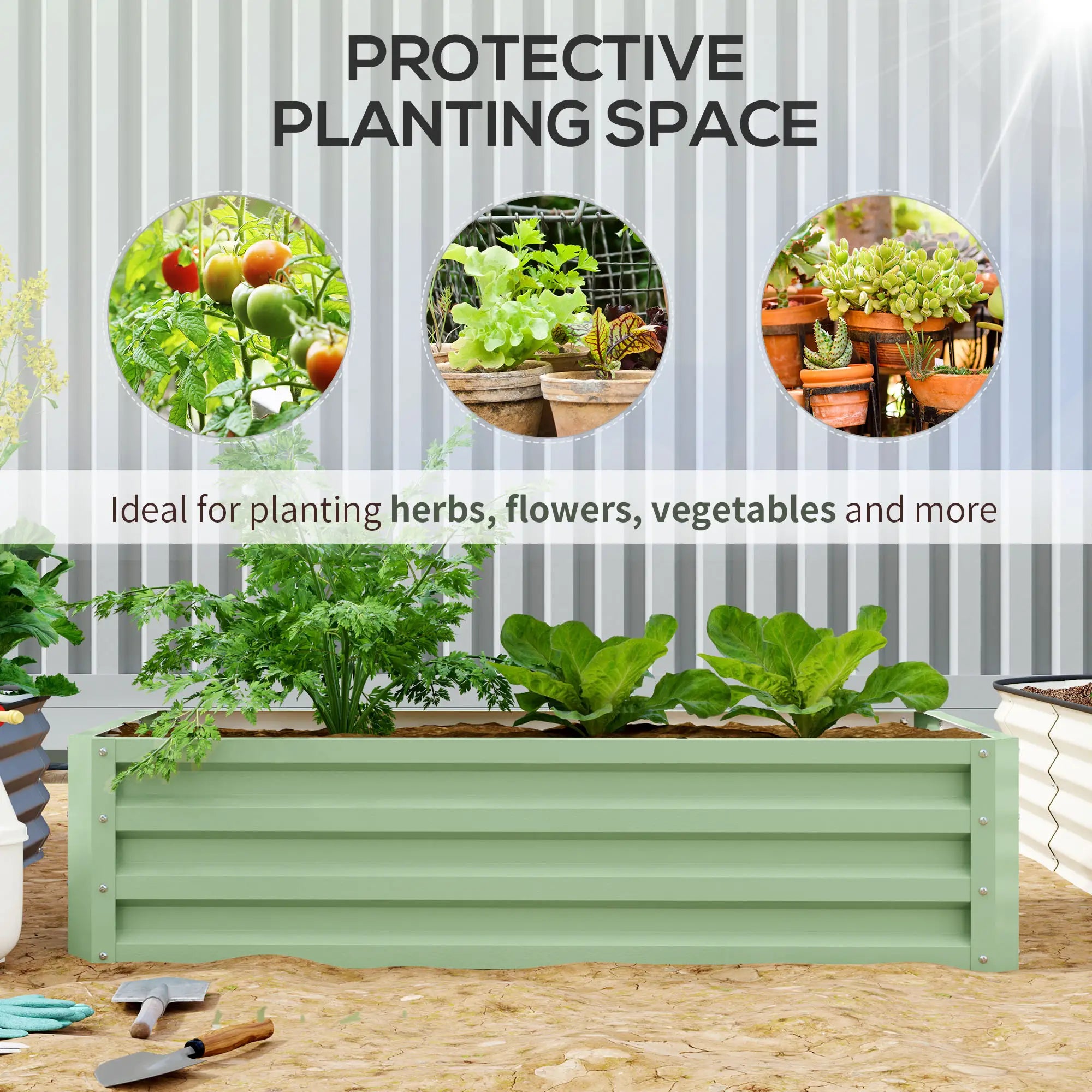 Galvanized Raised Garden Bed, 4' x 2' x 1', Green Galvanized Planter Boxes at Gallery Canada