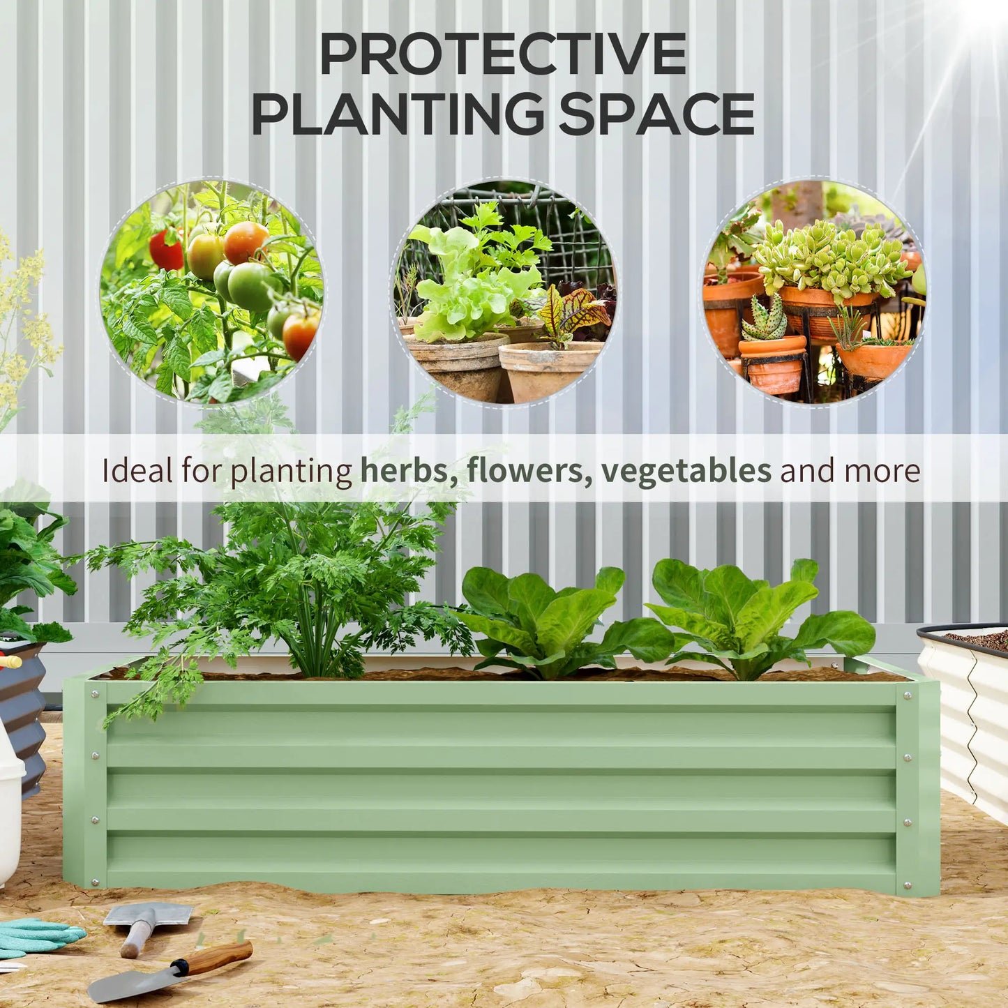 Galvanized Raised Garden Bed, 4' x 2' x 1', Green Galvanized Planter Boxes at Gallery Canada