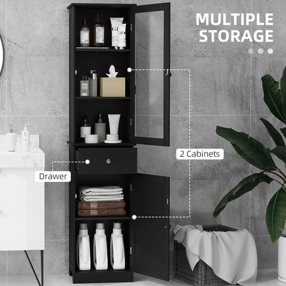 Tall Bathroom Cabinet, 2 Doors, Adjustable Shelves, Black Bathroom Cabinets at Gallery Canada