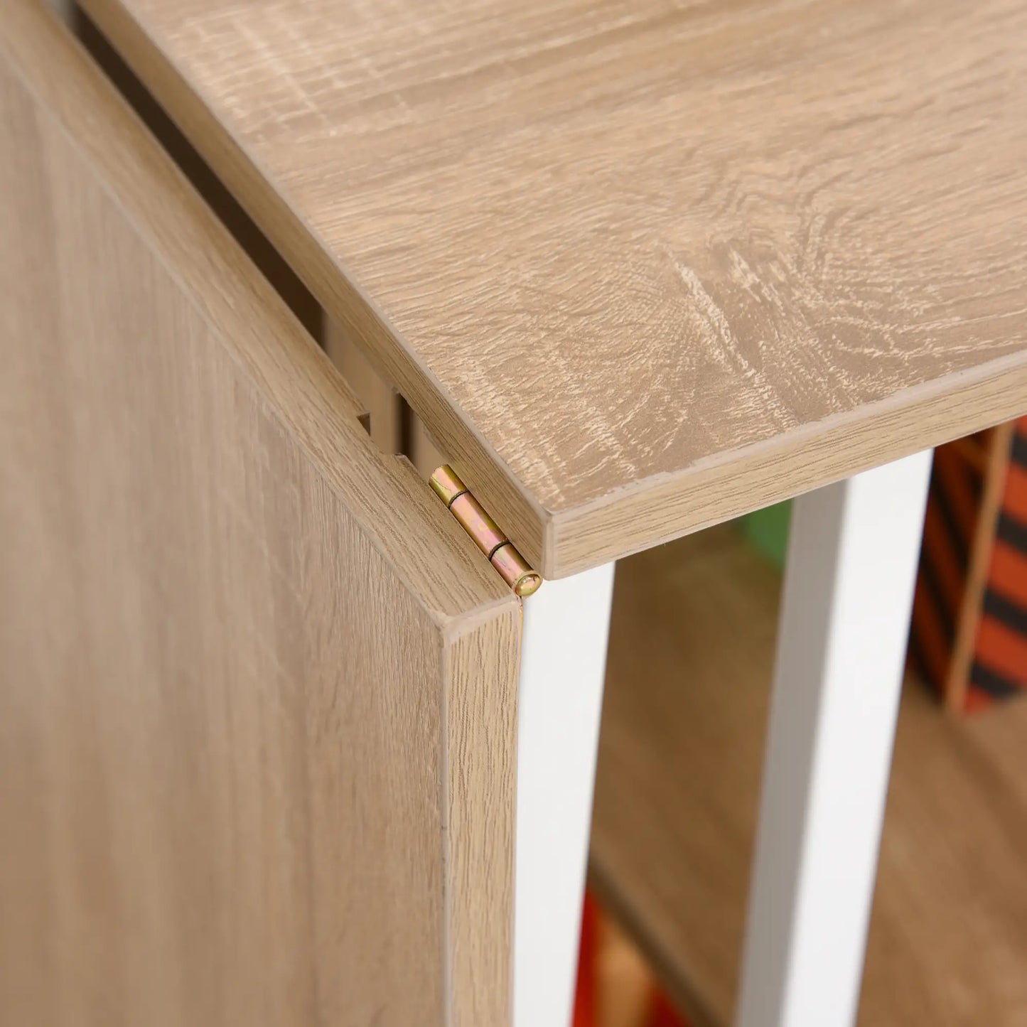 Folding Computer Desk with Storage, Study Writing Table, 6 Wheels, Natural Writing Desks at Gallery Canada