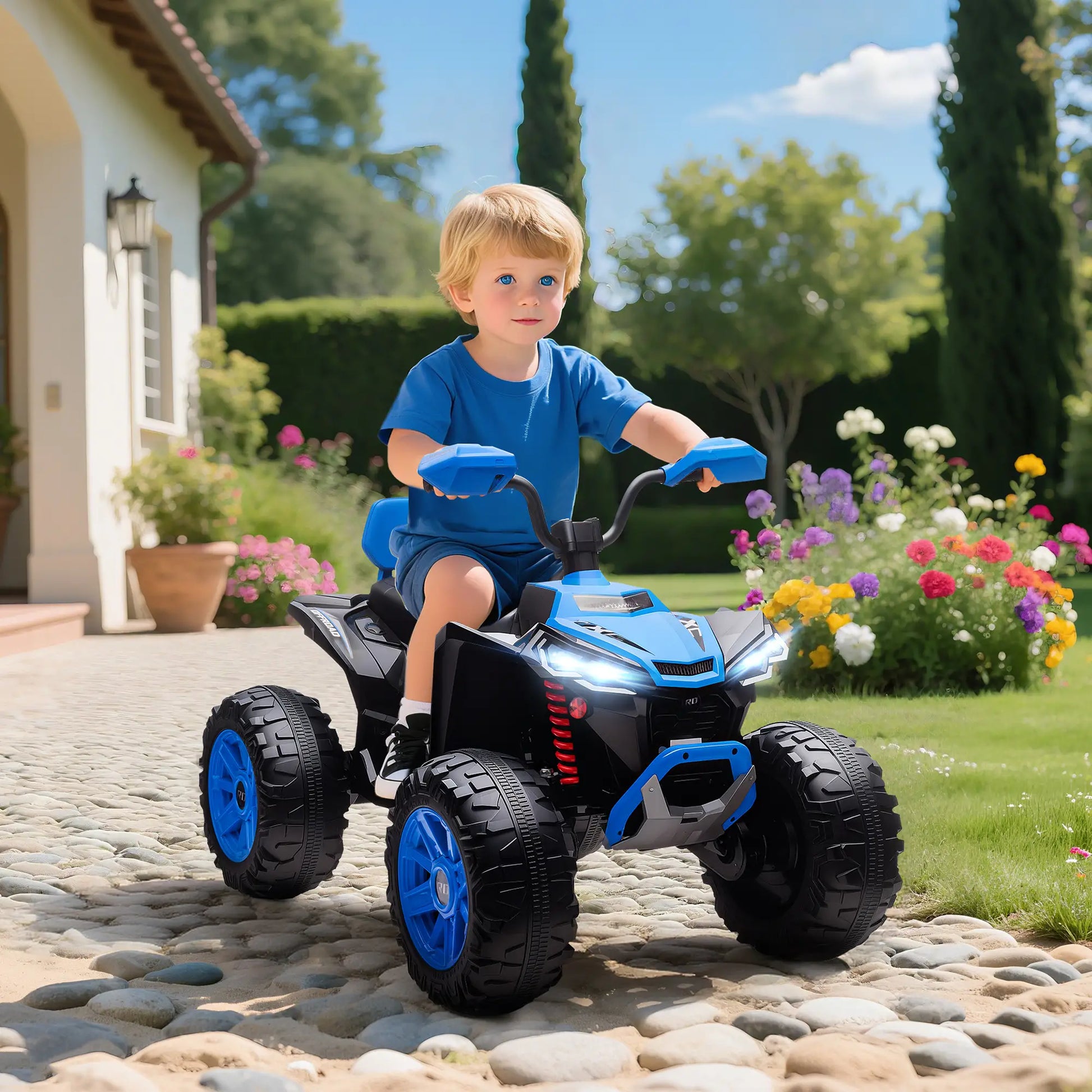 2-Seater All-Terrain 4 Wheeler, 24V Kids ATV Ride-On, Electric Quad Car, Blue Electric Toy Cars at Gallery Canada