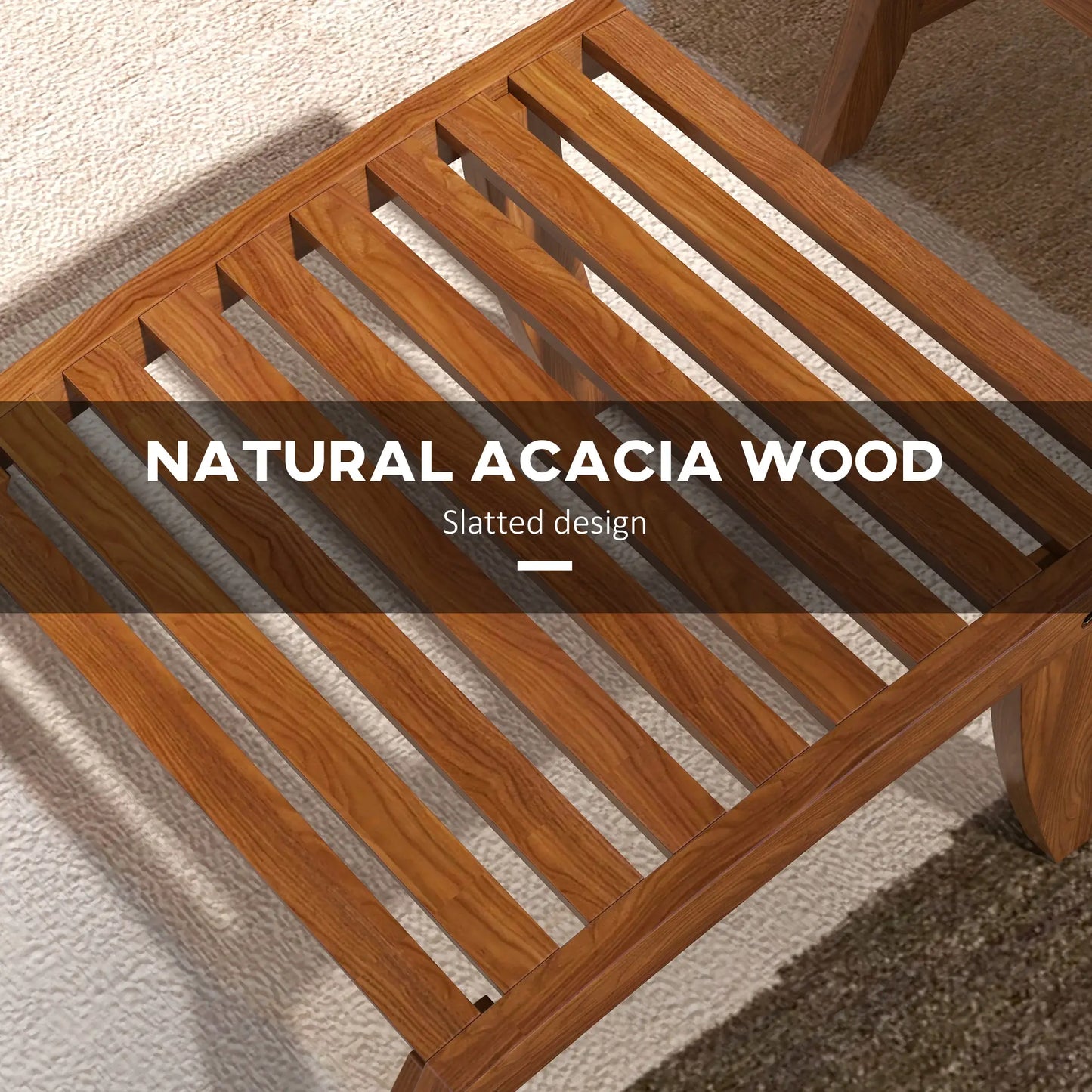 4 Acacia Wood Patio Set, Footstool, Seat Cushions, Cream White Patio Chairs at Gallery Canada