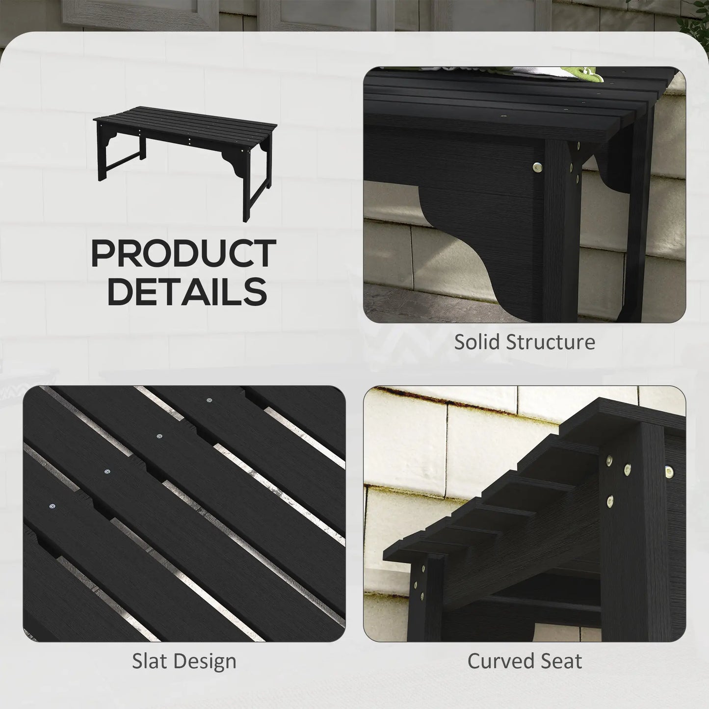 Wooden Garden Bench, Patio Double Park Bench, Black Outdoor Benches at Gallery Canada
