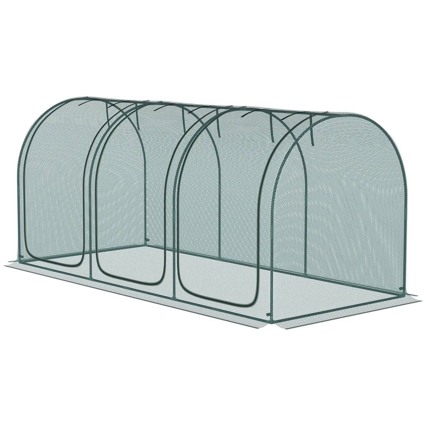 9' x 4' Crop Cage, Garden Plant Protector, 3 Zippered Doors, 4 Stakes Walk In Greenhouses Dark Green at Gallery Canada