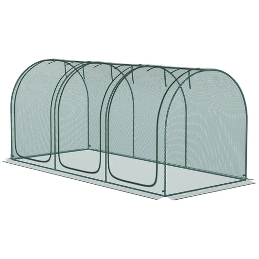 9' x 4' Crop Cage, Garden Plant Protector, 3 Zippered Doors, 4 Stakes Walk In Greenhouses Dark Green at Gallery Canada
