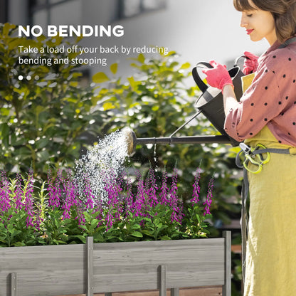 Bac de Jardin Surélevé en Bois, Grande Boîte Surélevée avec Pieds, Gris