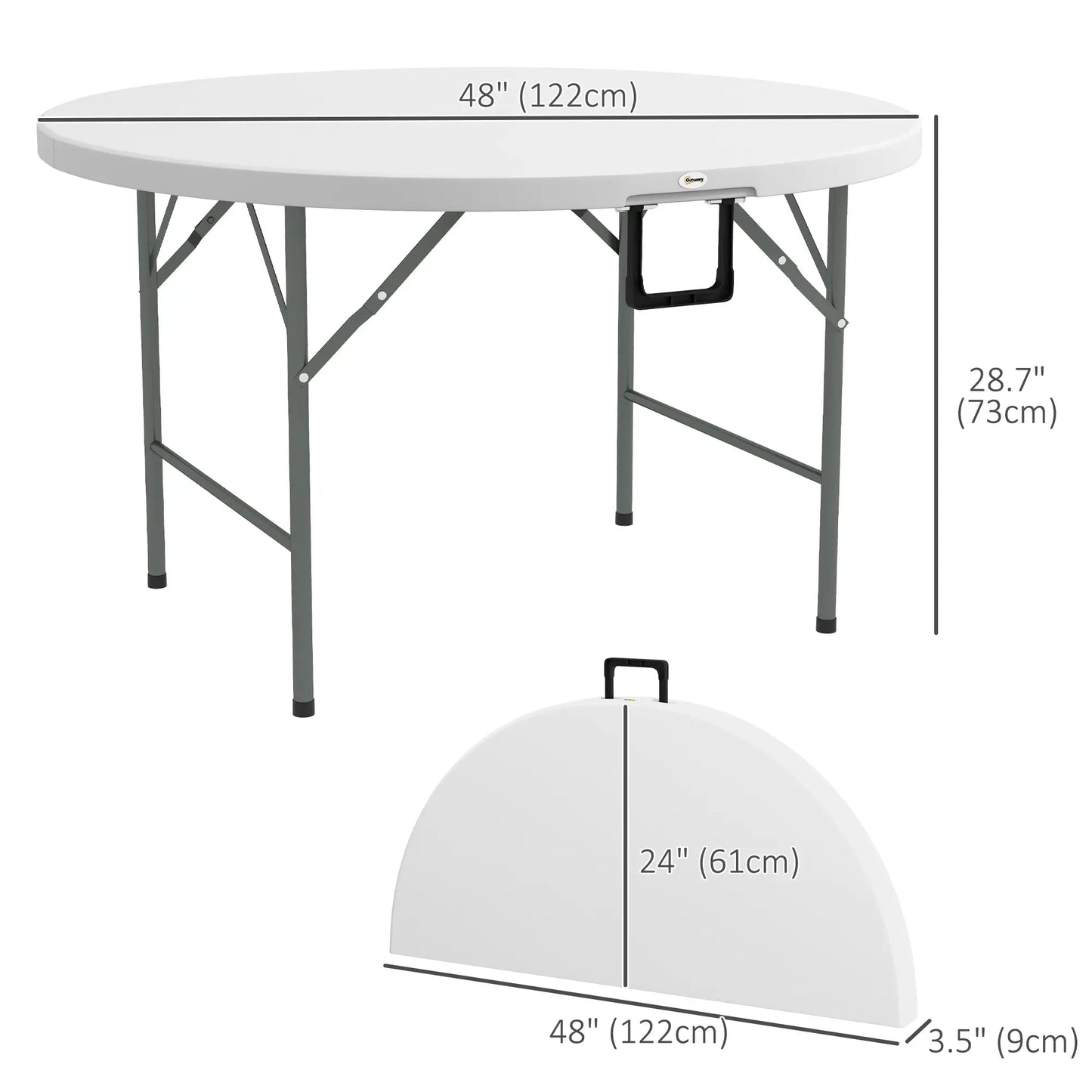 48" Folding Patio Table, Outdoor HDPE Picnic Table, White Patio Side Tables at Gallery Canada