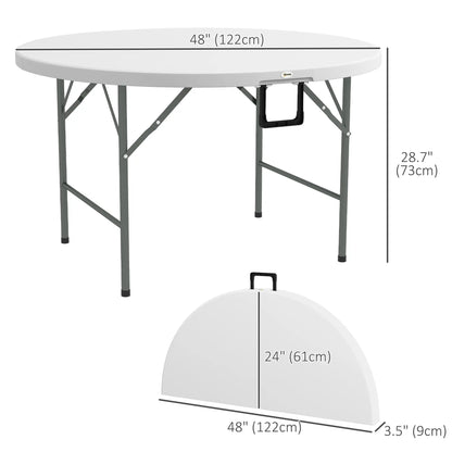 48" Folding Patio Table, Outdoor HDPE Picnic Table, White Patio Side Tables at Gallery Canada