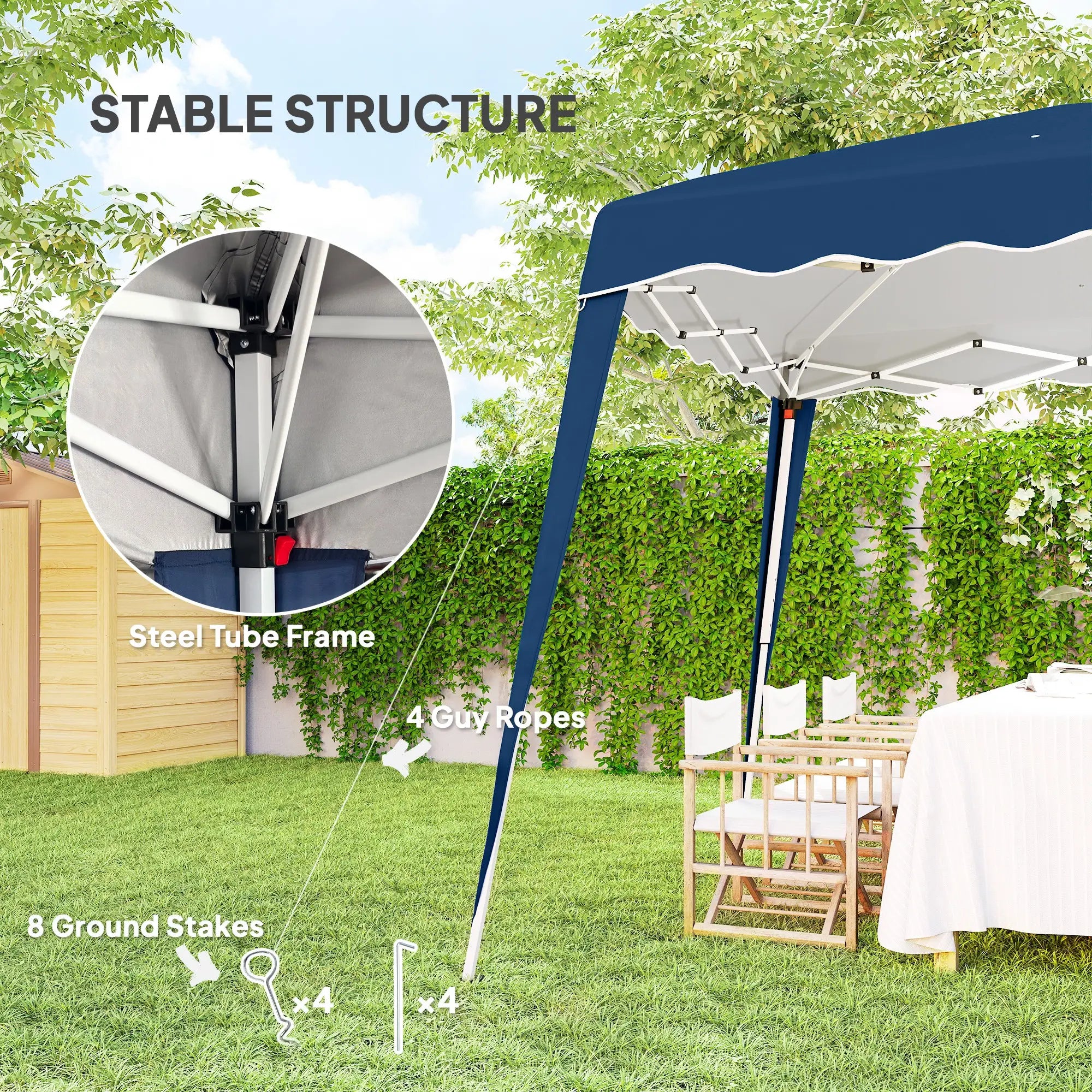 8' x 8' Pop Up Canopy, Outdoor Foldable Tent, Portable With Bag, Blue Pop Up Canopies at Gallery Canada