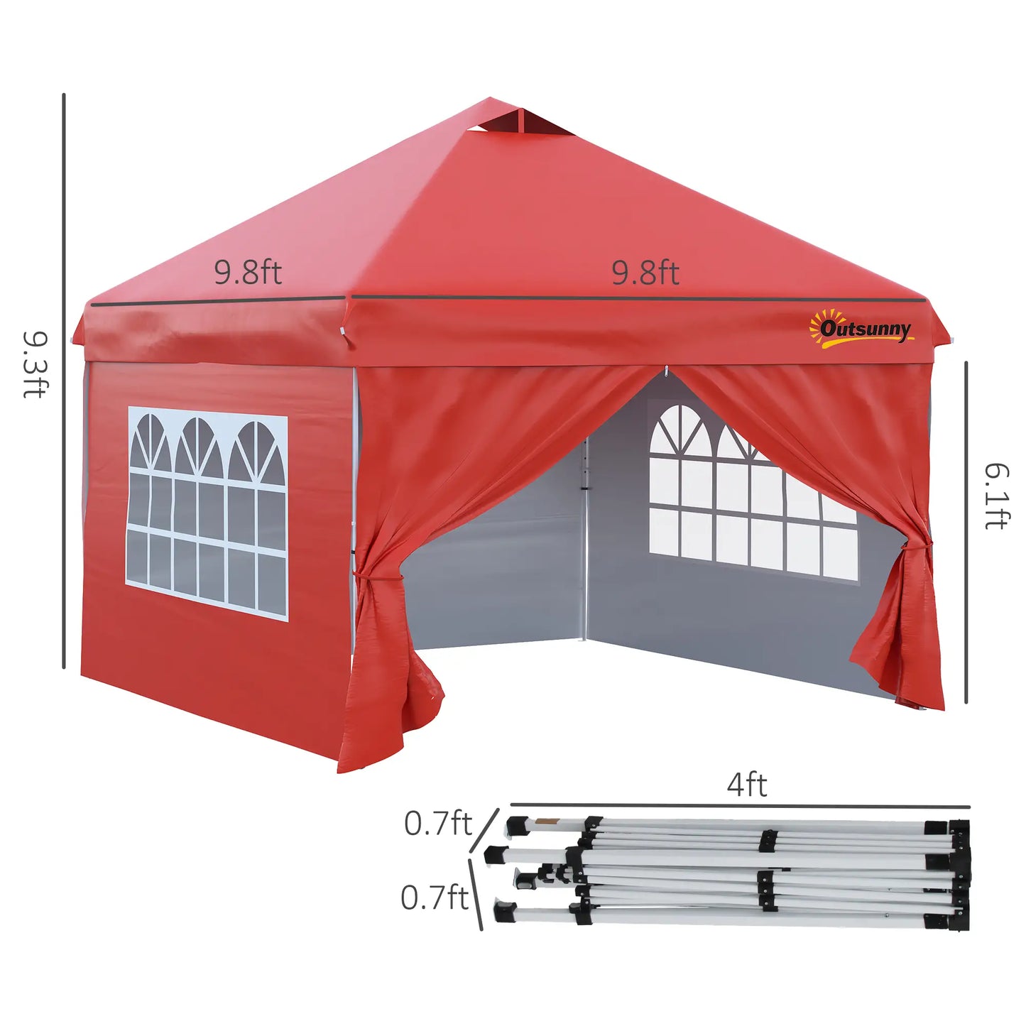 10' x 10' Pop Up Canopy Tent, Instant Sun Shelter, Red Pop Up Canopies at Gallery Canada