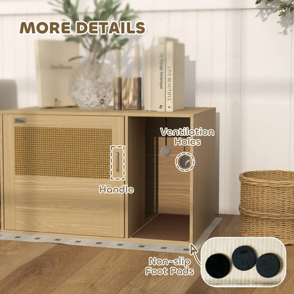 Cat Litter Box Enclosure, End Side Table, Rattan Door, Scratching Pad, Oak Cat Litter Box Enclosures at Gallery Canada