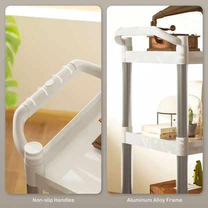 3-Tier Utility Cart, Rolling Storage Trolley, 3 Shelves, Silver White Kitchen Islands & Kitchen Carts at Gallery Canada