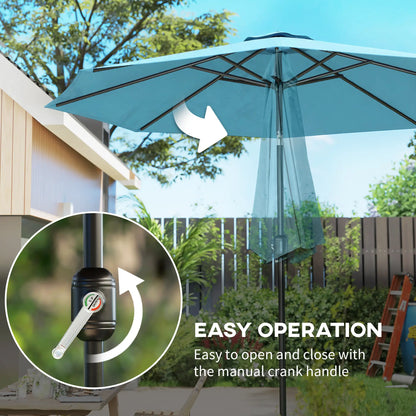 10' x 8' Round Market Umbrella, Crank Handle, Tilt, Sky Blue Sun Umbrellas at Gallery Canada