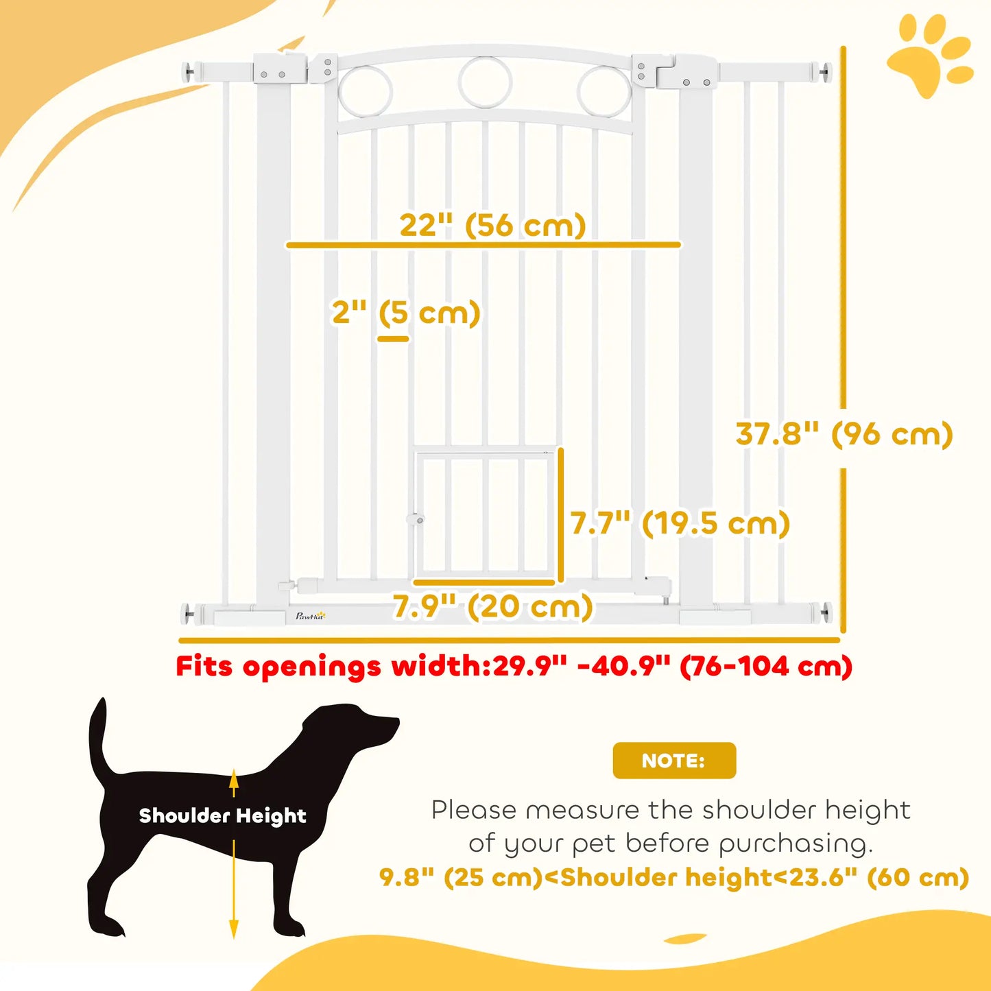38" Extra Tall Dog Gate With Cat Door, 2 Extension Kits, 30"-41" Width Houses, Kennels & Pens at Gallery Canada
