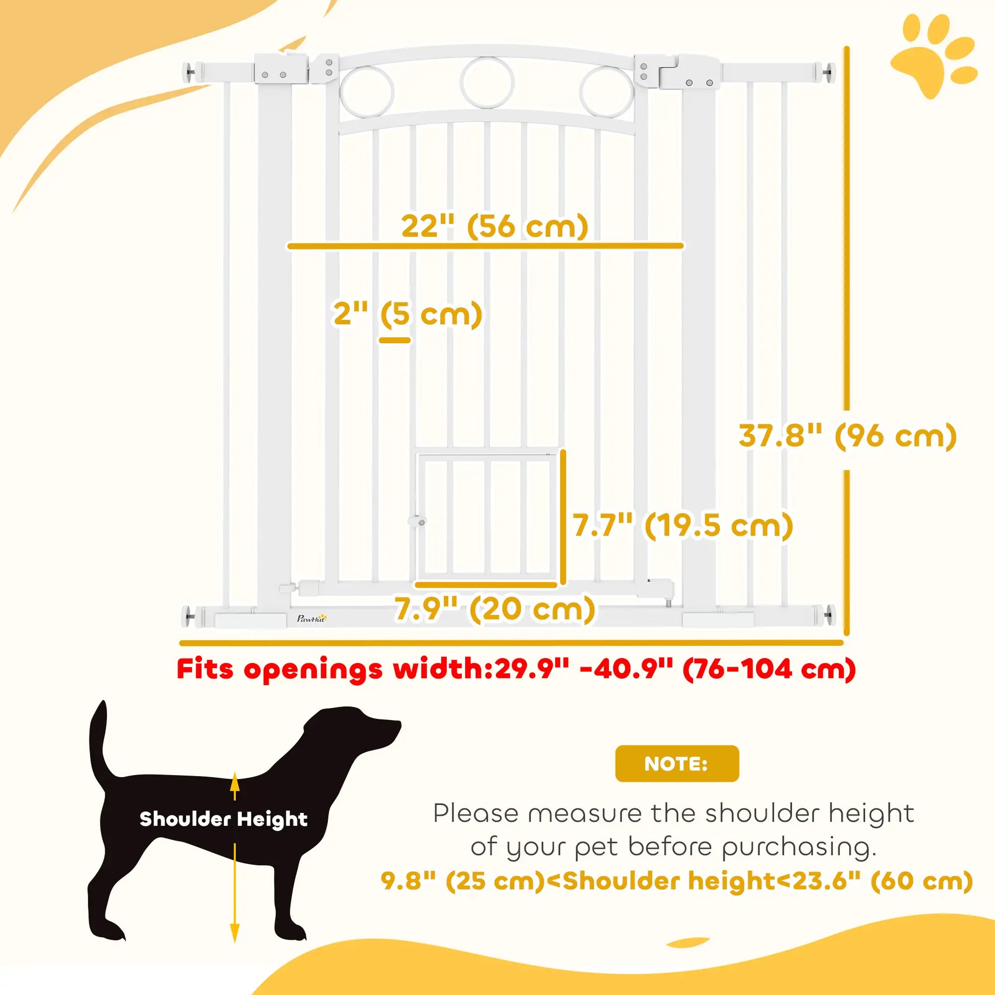 38" Extra Tall Dog Gate With Cat Door, 2 Extension Kits, 30"-41" Width Houses, Kennels & Pens at Gallery Canada