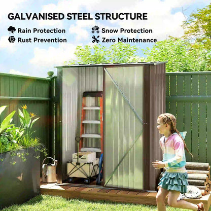 5' x 3' Outdoor Storage Shed, Steel Garden Shed, Lockable Door, Brown Sheds at Gallery Canada
