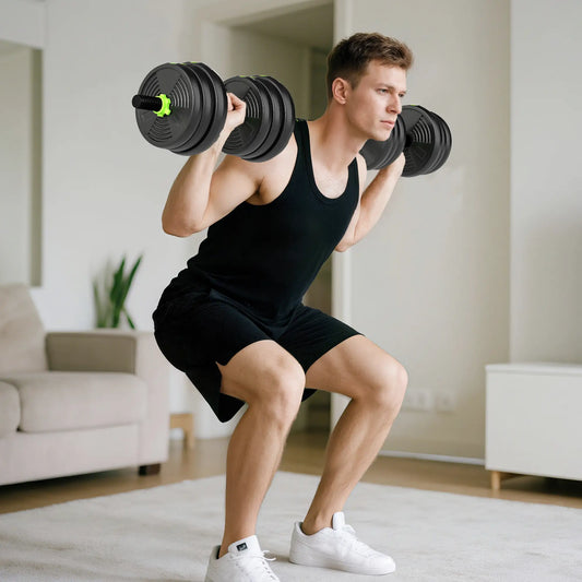 Adjustable Dumbbell Set, 3 in 1 Weights, 55lb with Connector, Non-Slip Grip Dumbbells & Barbells Green at Gallery Canada