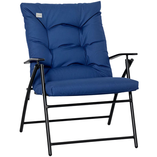 Foldable Lounge Chair, Fabric Recliner, Outdoor Lounger with Armrest, Blue Patio Chairs Blue at Gallery Canada