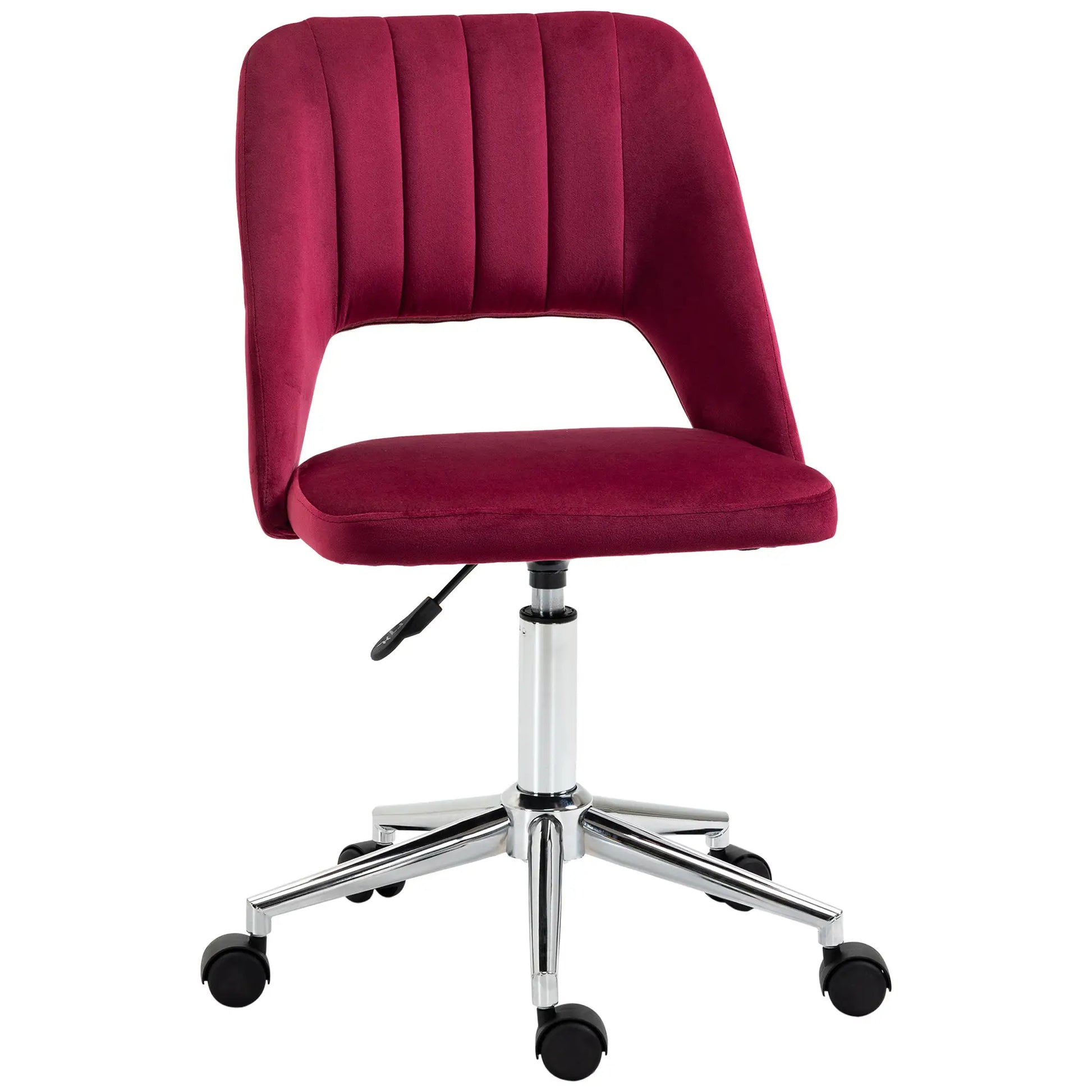 Mid Back Office Chair, Velvet Fabric, Swivel, Scallop Shape, Red Task Chairs at Gallery Canada