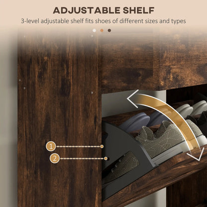 Slim Shoe Storage, 2 Flip Drawers, Adjustable Shelves, 12 Pair, Rustic Brown Shoe Storage Cabinets & Racks at Gallery Canada