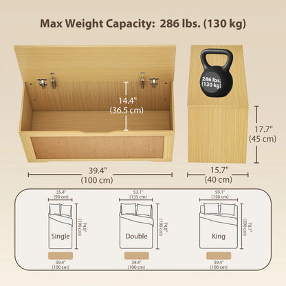 Storage Chest with Lift Top Storage Chest with Safety Hinges 39.4" Oak