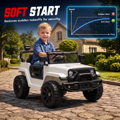 12V Kids Electric Car with Remote, Dual Motors, White Electric Toy Cars at Gallery Canada
