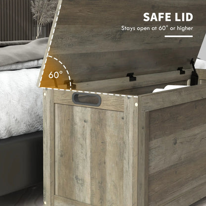 Storage Trunk, Entryway Bench with Side Handles, Distressed, Grey Storage Cabinets at Gallery Canada