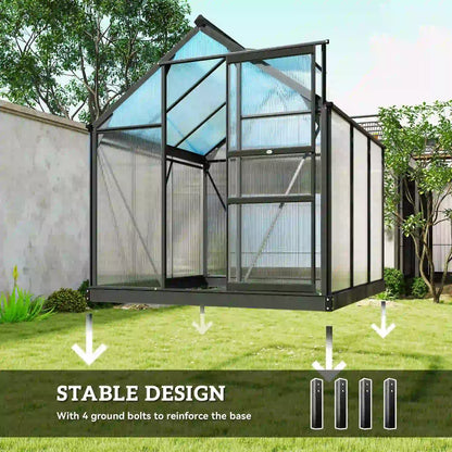 Greenhouse Kit, PC Board with Sliding Door, 6.2' x 6.3' x 6.6', Grey Walk In Greenhouses at Gallery Canada