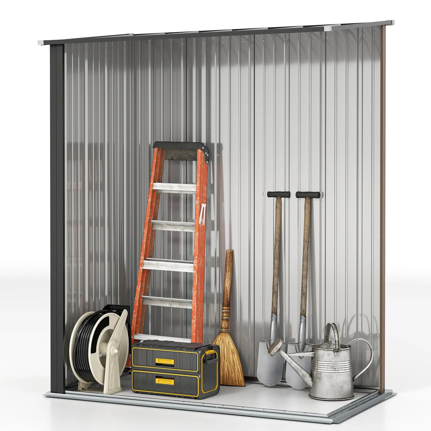 5' x 3' Outdoor Storage Shed, Steel Garden Shed, Lockable Door, Brown Sheds at Gallery Canada
