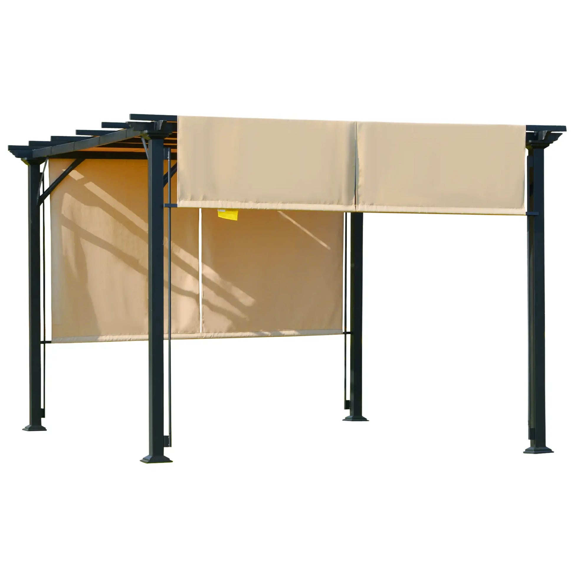 12' x 10' Outdoor Gazebo, Retractable Canopy, Steel Frame, Beige Pergolas at Gallery Canada