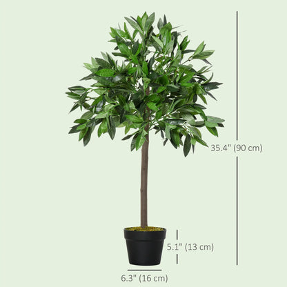 3FT Artificial Laurel Tree Set Of 2, Potted Fake Plant, Green Artificial Trees at Gallery Canada