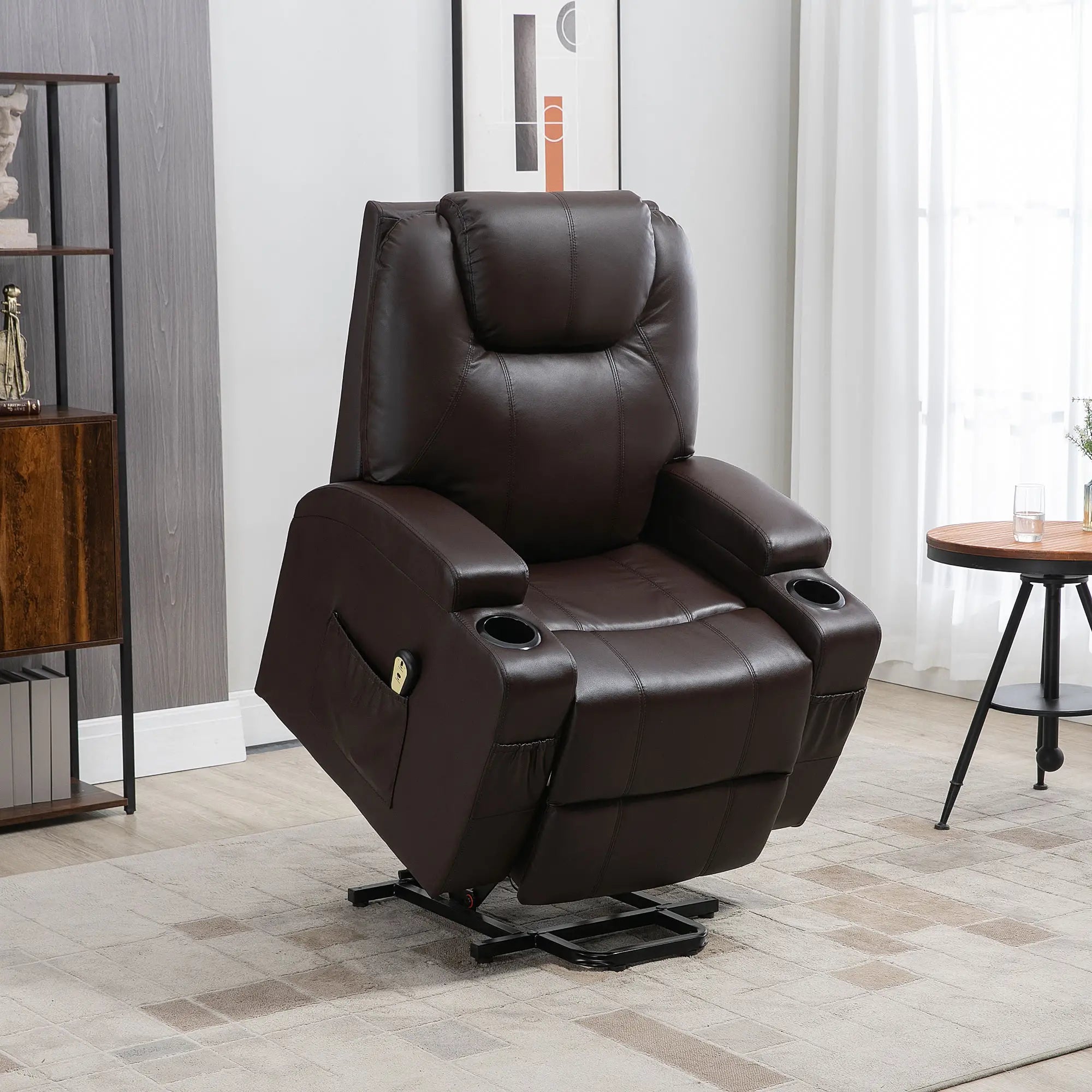 Power Lift Recliner Chair, PU Leather, Remote Control, Brown Electric Power Lift Chairs at Gallery Canada