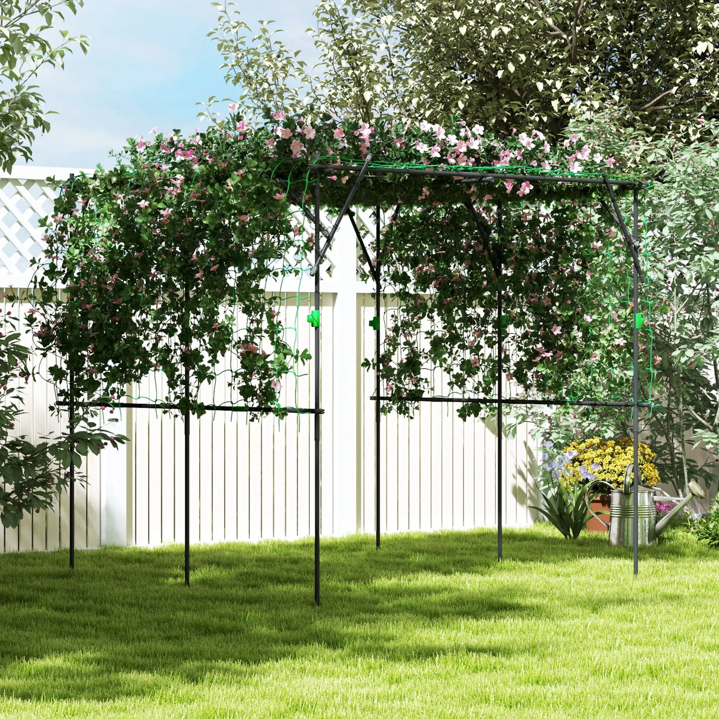 7.3 FT Tall Metal Garden Arch Trellis, For Climbing Plants, Black