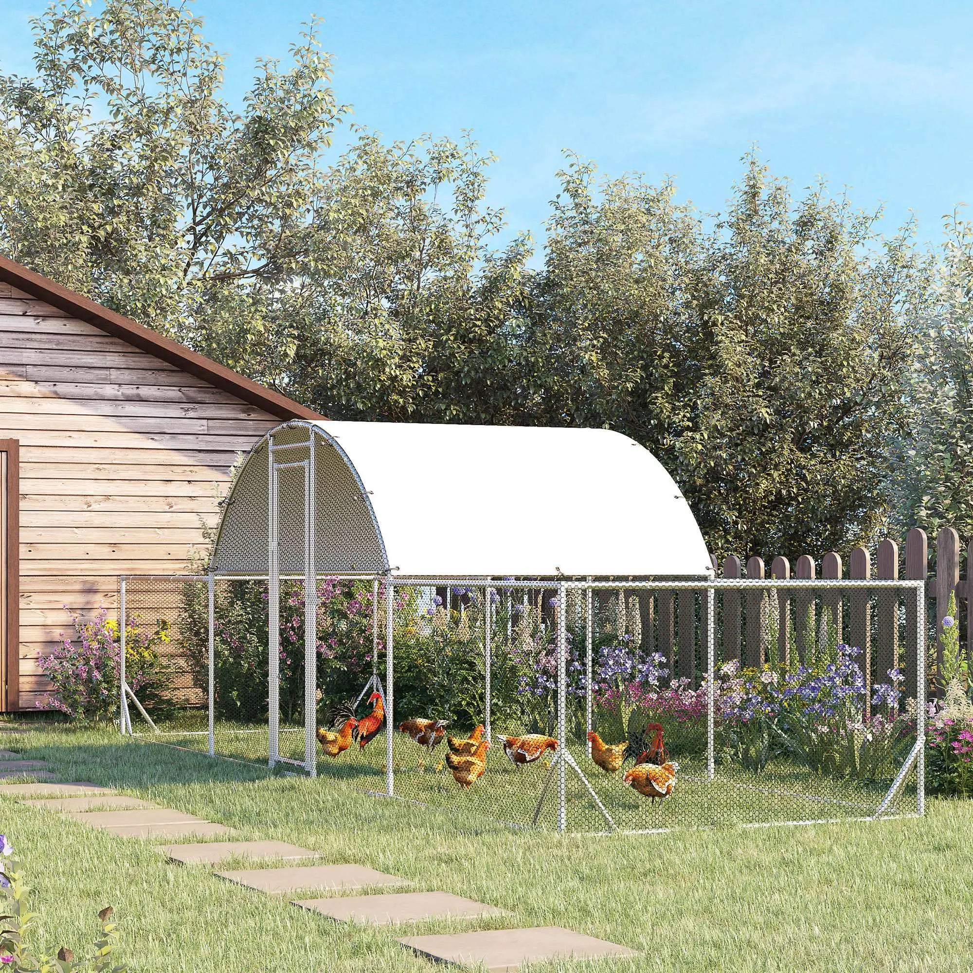 21.7' x 6.2' Metal Chicken Run, Waterproof Anti-UV Cover Chicken Coops at Gallery Canada
