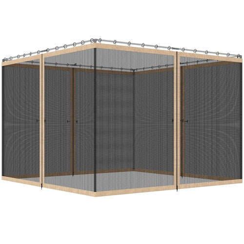 Mosquito Netting For Gazebo, 12' x 12', Beige, Black