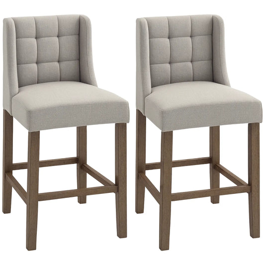 Modern Tufted Upholstered Counter Stools, Set of 2, Beige Bar Stools Beige at Gallery Canada