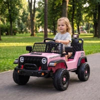 Camion électrique 12V pour enfant, télécommande, démarrage progressif, suspension à 4 roues, rose