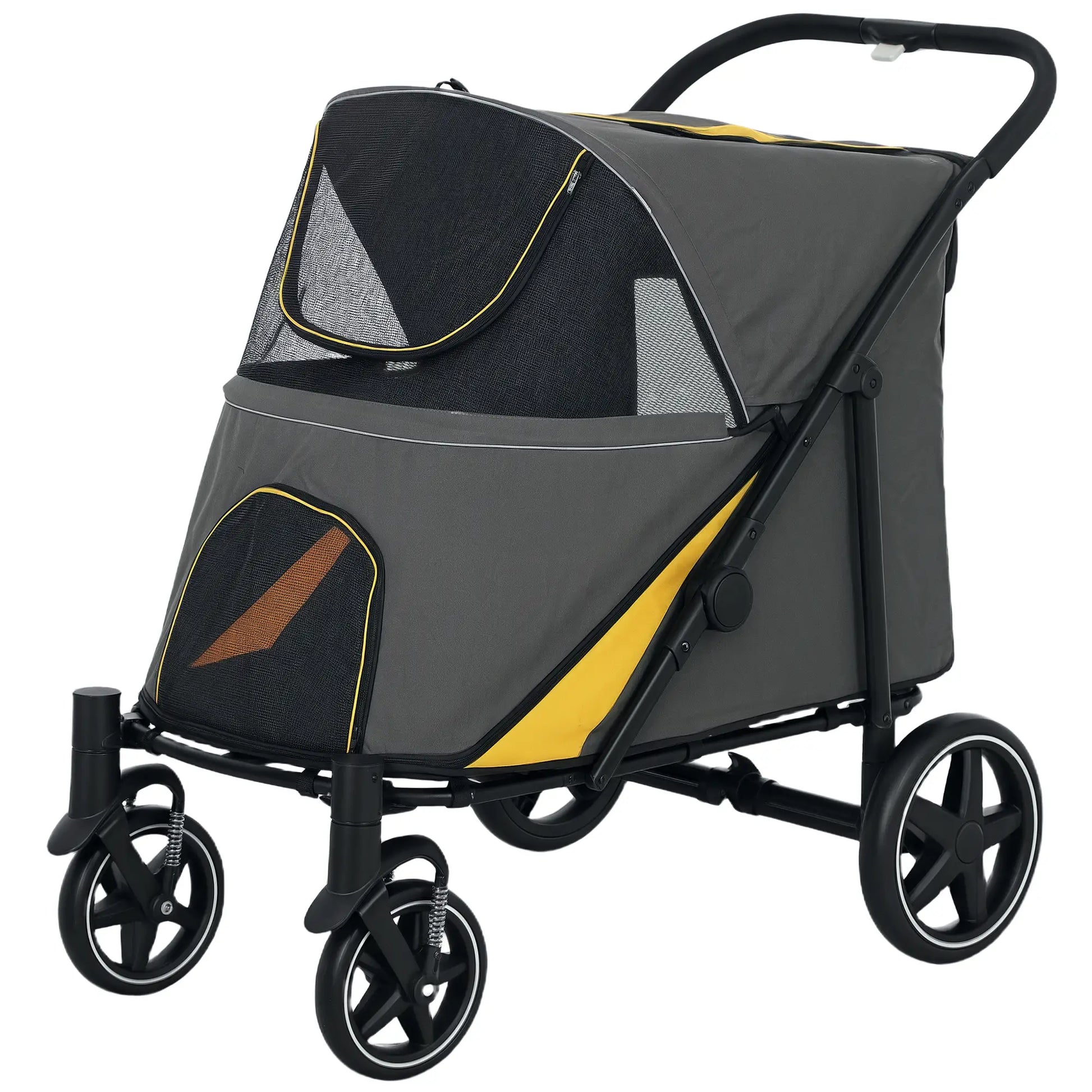 Foldable Pet Stroller, Universal Wheels, Shock Absorber, Large & Medium Dogs, Dark Grey Dog Bike Trailers & Strollers at Gallery Canada