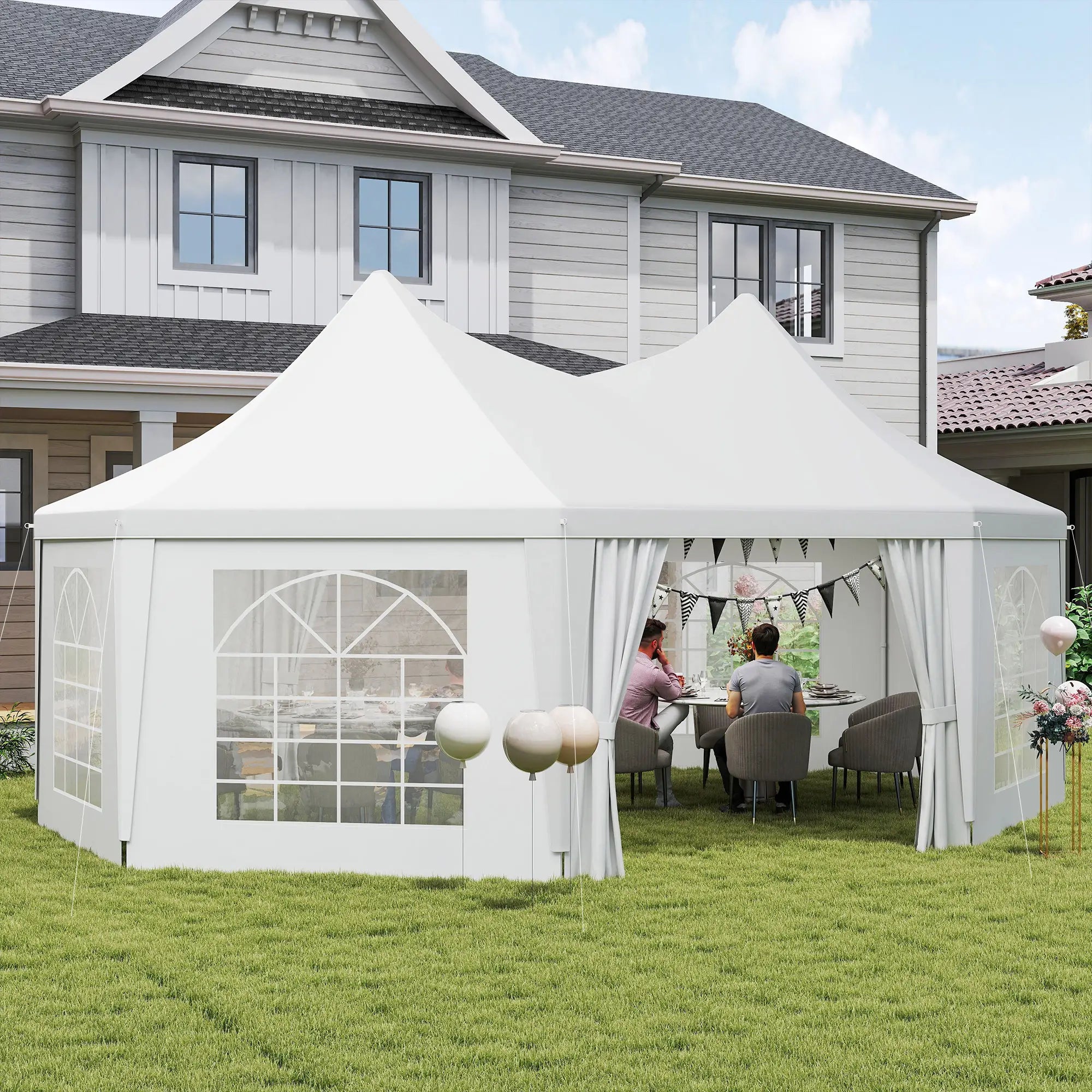 16' x 22' White High Peak Octagonal Wedding Tent, Removable Walls, White Canopy Tents at Gallery Canada