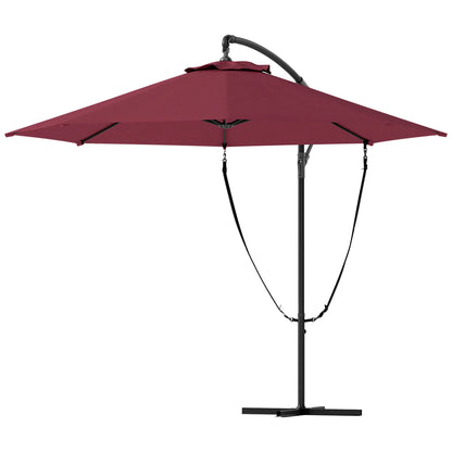9.5' Cantilever Umbrella, Wind Protection, Crank, Cross Base, UPF 50+, Red Offset Cantilever Umbrellas Wine Red at Gallery Canada