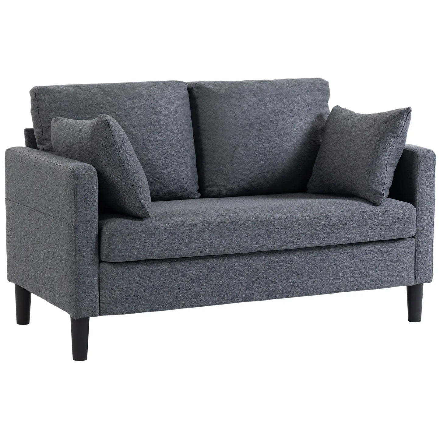 55" Loveseat Sofa, Modern Linen Upholstered, Dark Grey 2-Seater Sofas Dark Grey at Gallery Canada