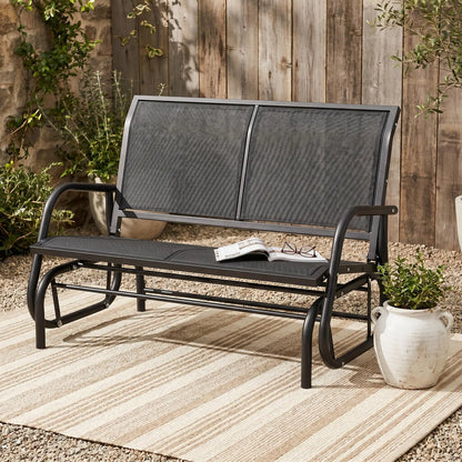 Patio Double Glider Sling Bench, Steel Garden Swing Chair, Grey Outdoor Gliders at Gallery Canada