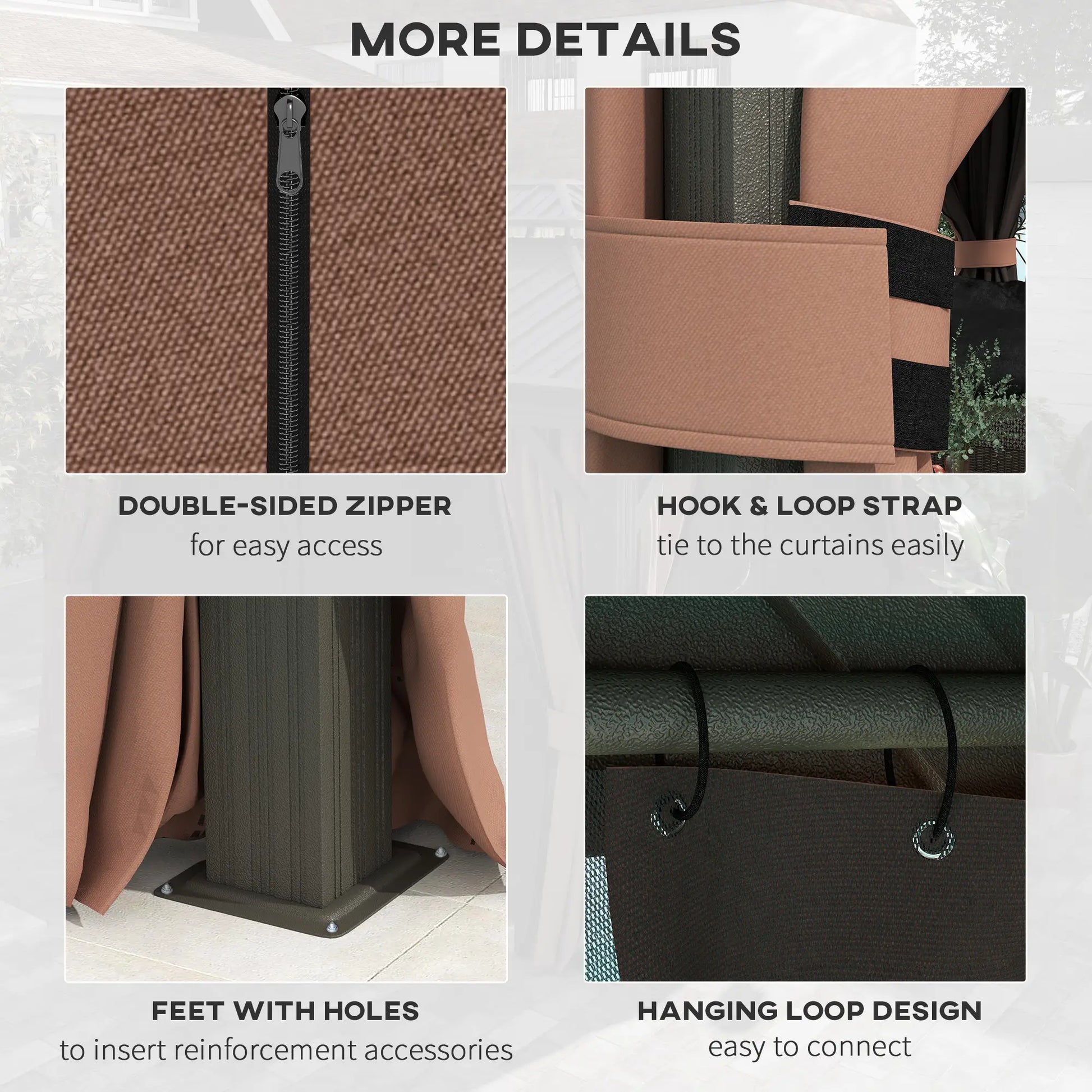 10' x 12' Outdoor Hardtop Gazebo, Galvanized Canopy, Netting Sidewalls, Dark Brown Gazebos at Gallery Canada