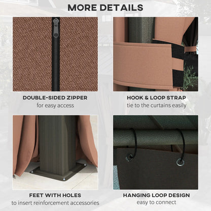 10' x 12' Outdoor Hardtop Gazebo, Galvanized Canopy, Netting Sidewalls, Dark Brown Gazebos at Gallery Canada