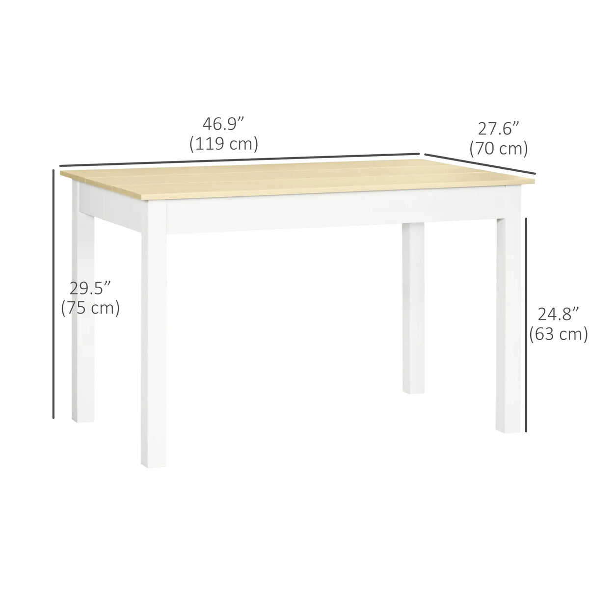 Kitchen Dining Table For 4-6 People, 46.9" W x 27.6" D x 29.5" H, Oak Dining Tables at Gallery Canada