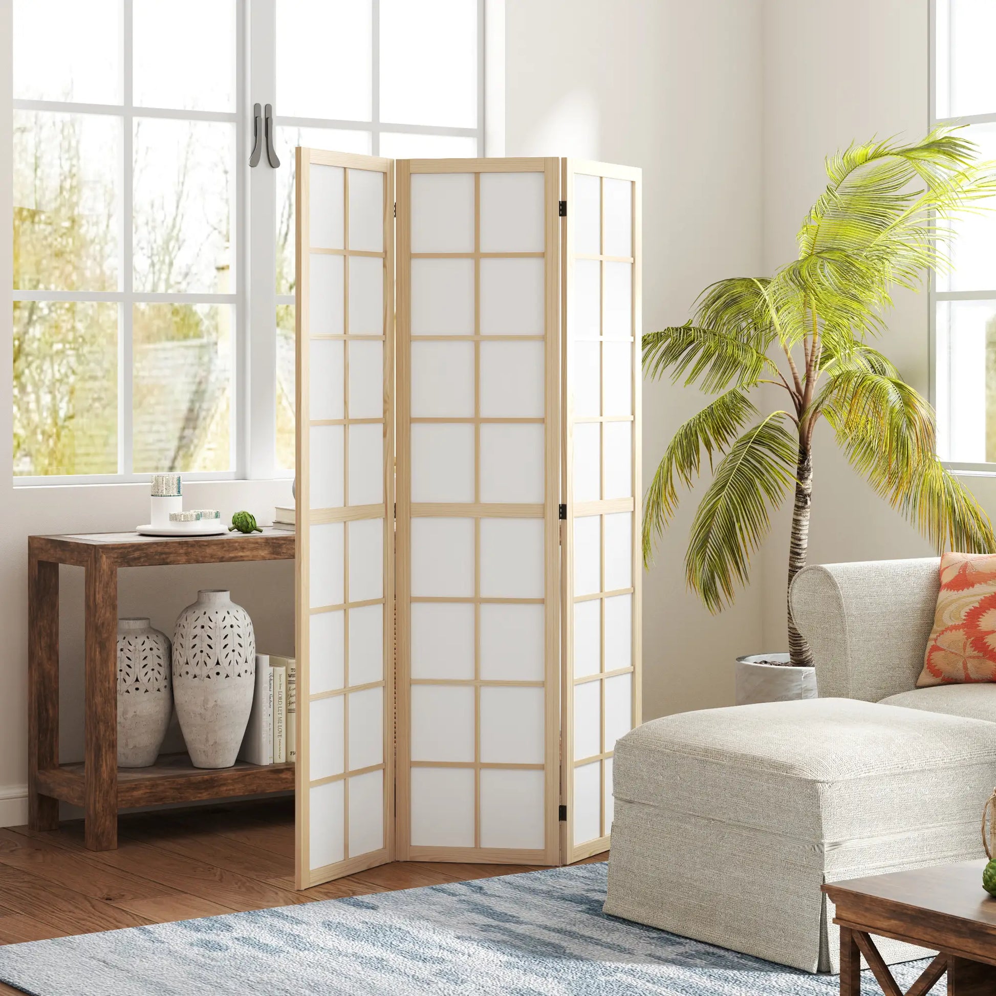 3 Panel Room Divider, 5.6 ft Folding Partition, Home Office, Bedroom Room Dividers at Gallery Canada