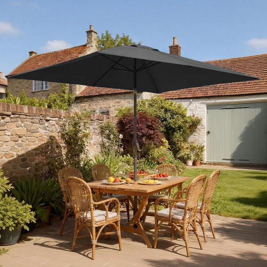 6.5x10ft Rectangle Patio Umbrella, Black Sun Umbrellas Black, Dark brown at Gallery Canada