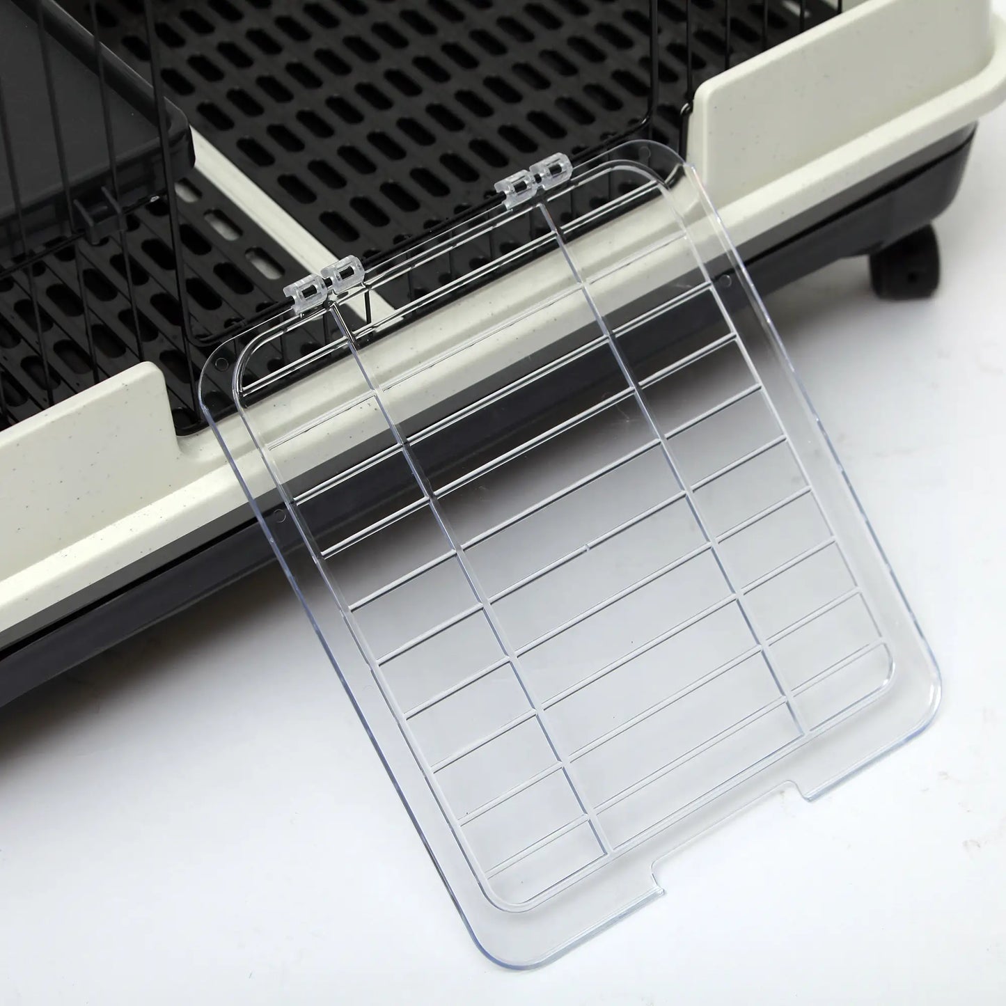 28"H 2-Level Rabbit Hutch, Lockable Wheels, Slide-Out Tray, Black Rabbit Hutch at Gallery Canada