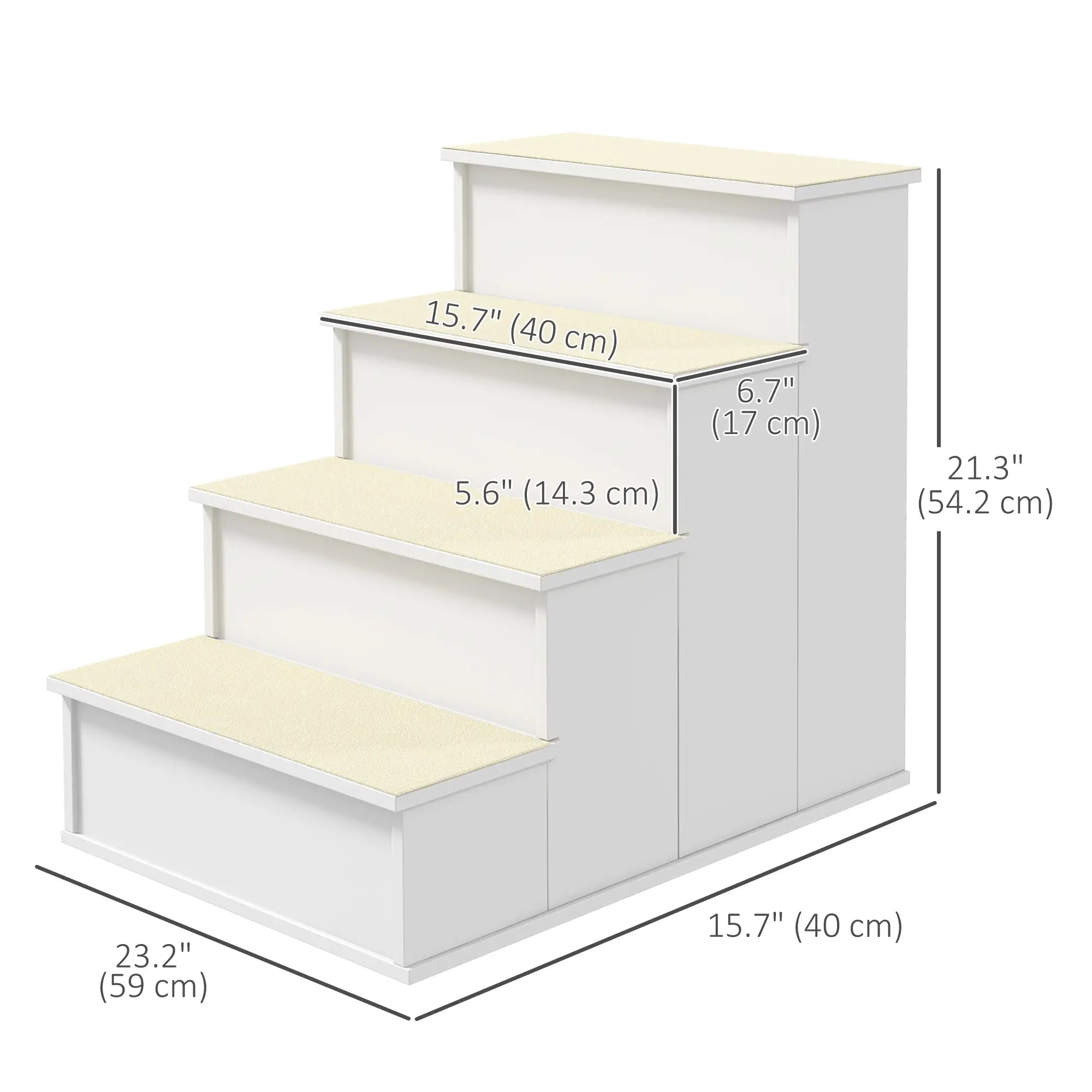 Pet Stairs for Bed, Cat Ladder for Couch, Non-Slip Carpet, 15.7